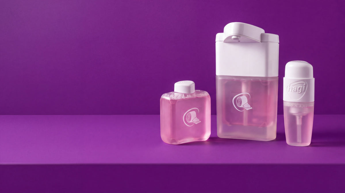 hagi Popo Schaum Set, Nachfüller und Mini vor Violett